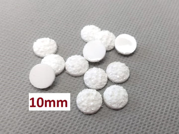 RC0049 - 10 pcs Druzy Resin Embellishment Cabochons White - 10mm - Dome Circle