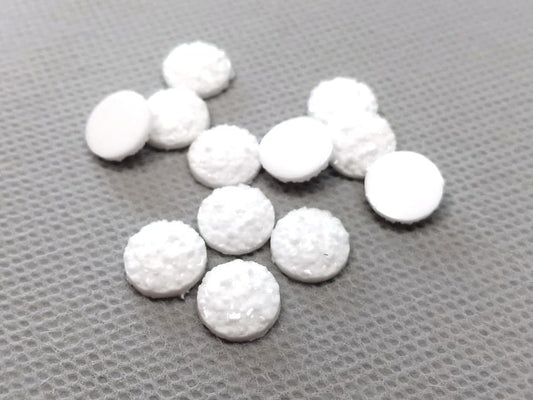 RC0049 - 10 pcs Druzy Resin Embellishment Cabochons White - 10mm - Dome Circle