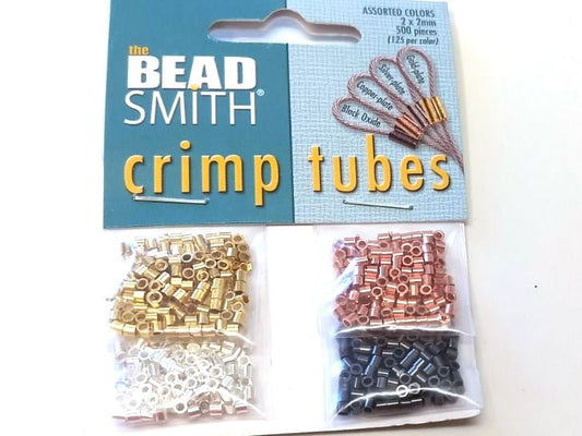 CR063 - 500 pcs. Assortment of Tube Crimps - 2mm x 2mm - Variety Pack - 4 Colors!
