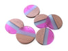 RW0045 - 4 pcs. Pink Gray Resin and Brown Wood Round Flat Pendant - 28mm - (1.1")