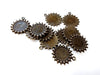 MP0052 - 10 pcs. Antique Bronze Circle Round Bezel Cabochon Pendant Tags Trays - 14mm Glue Pad Settings - Ball Frame Design