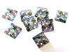 GT028 - 10 pcs Square Abstract Glass Round Dome Seals Tiles Cabochons - 12mm - Multicolor