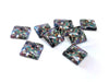 GT028 - 10 pcs Square Abstract Glass Round Dome Seals Tiles Cabochons - 12mm - Multicolor