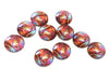 GT025 - 10 pcs Circle Abstract Glass Round Dome Seals Tiles Cabochons - 12mm - Red Yellow Multicolor