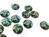 GT022 - 10 pcs Circle Abstract Glass Round Dome Seals Tiles Cabochons - 12mm - Blue Green Multicolor