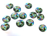 GT022 - 10 pcs Circle Abstract Glass Round Dome Seals Tiles Cabochons - 12mm - Blue Green Multicolor