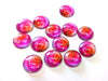 GT027 - 10 pcs Circle Abstract Glass Round Dome Seals Tiles Cabochons - 12mm - Pink Orange Multicolor