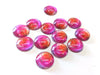 GT027 - 10 pcs Circle Abstract Glass Round Dome Seals Tiles Cabochons - 12mm - Pink Orange Multicolor