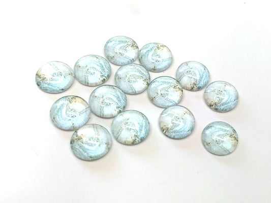 GT024 - 10 pcs Circle Abstract Glass Round Dome Seals Tiles Cabochons - 12mm - White Gray Multicolor