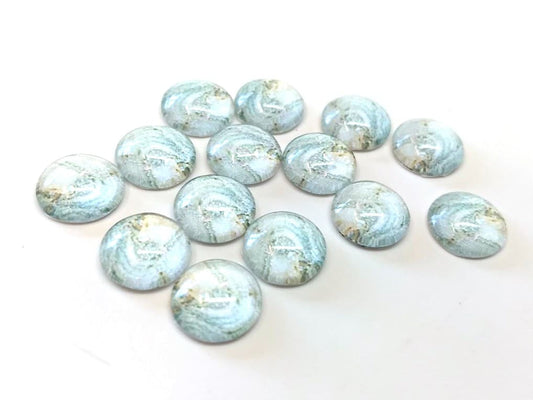 GT024 - 10 pcs Circle Abstract Glass Round Dome Seals Tiles Cabochons - 12mm - White Gray Multicolor