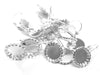 E919 - 10 pcs. Silver Plated Earring Clips Settings Lever Back Bezels Cabochons - 12mm Glue Pad Setting - Bubble Design