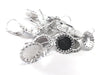 E919 - 10 pcs. Silver Plated Earring Clips Settings Lever Back Bezels Cabochons - 12mm Glue Pad Setting - Bubble Design