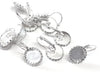 E919 - 10 pcs. Silver Plated Earring Clips Settings Lever Back Bezels Cabochons - 12mm Glue Pad Setting - Bubble Design