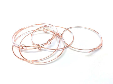 W044B - 500 pcs. Rose Gold Plated EXTRA LARGE Unbent Wine Charm/Earwire Hoop Rings - 36mm (1.5 inch)- 21 Gauge