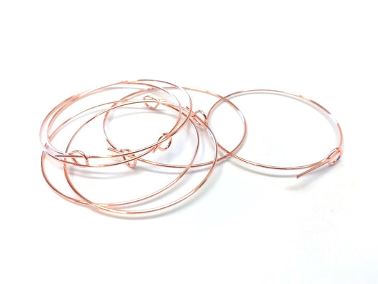 W044B - 500 pcs. Rose Gold Plated EXTRA LARGE Unbent Wine Charm/Earwire Hoop Rings - 36mm (1.5 inch)- 21 Gauge
