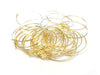 W045B - 500 pcs. Gold Plated EXTRA LARGE Unbent Wine Charm/Earwire Hoop Rings - 36mm (1.5 inch)- 21 Gauge