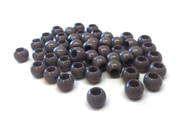BD852 - 100 pcs Gray Charcoal Smooth Ball Spacer Beads - 10mm - Large Hole: 4.7mm - Fits European Cords and Paracord!