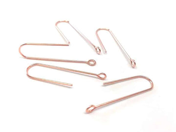 E620 - 20 pcs 304 Stainless Steel Earring Hooks - 31mm x 9mm - Hole: 1.7mm - Long Ear Wire Stick Bar - Rose Gold - Perpendicular Loop