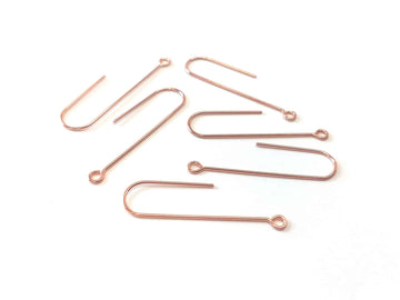 E617B - 50 pcs 304 Stainless Steel Earring Hooks - 37mm x 11mm - Hole: 1.7mm - Long Ear Wire Stick Bar - Rose Gold - Parallel Loop