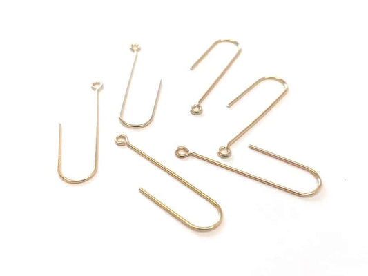 E616C - 100 pcs 304 Stainless Steel Earring Hooks - 37mm x 11mm - Hole: 1.7mm - Long Ear Wire Stick Bar - Gold - Parallel Loop