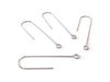E615C - 100 pcs 304 Stainless Steel Earring Hooks - 37mm x 11mm - Hole: 1.7mm - Long Ear Wire Stick Bar - Silver - Parallel Loop