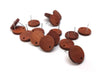 E627B - 50 pcs. 304 Stainless Steel Earring Posts Studs Settings Cabochons Tacks - 15mm Diameter - Wood - Cherry Brown - Thin Frame
