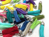 MP0058 - 10 pcs. Assortment of Faux Suede Tassel Dangle Charms Pendants - Silver Tone - 5.8cm (2.3") x 1.2cm (1/2") - Great for Dangles