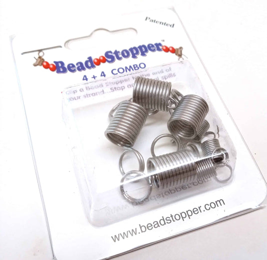 T080 - 8 pcs. - Bead Stopper - 4 + 4 Combo - 4 Orig. 4 Minis -Beadalon - Stainless Steel