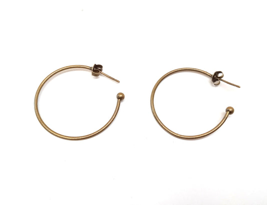 E629 - 10 pcs (5 pairs) Antique Bronze Earring Hoops - 30mm (1.18 inch) - Metal Backs Included