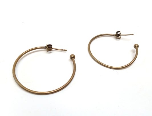E629 - 10 pcs (5 pairs) Antique Bronze Earring Hoops - 30mm (1.18 inch) - Metal Backs Included