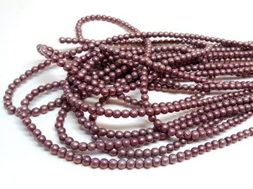 BD257- 4mm Brown Rose Pink Pearl Imitation Round Beads - 15" strand (100 pcs. per strand) - Hole Size: 0.5mm - Matte
