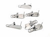 E642 - 10 pcs. (5 pairs) 304 Stainless Steel Fingernail Earring Posts/Bases/Studs/Settings with Rubber Backs - 25mm x 11mm