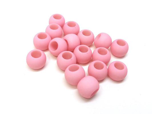 BD923 - 100 pcs Light Pink Matte Ball Spacer Beads - 10mm - Large Hole: 4.7mm - Fits European Cords and Paracord!