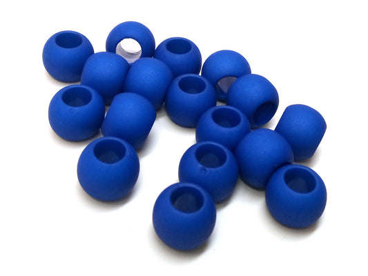 BD926 - 100 pcs Dark Royal Blue Matte Ball Spacer Beads - 10mm - Large Hole: 4.7mm - Fits European Cords and Paracord!