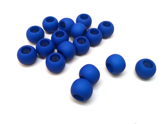 BD926 - 100 pcs Dark Royal Blue Matte Ball Spacer Beads - 10mm - Large Hole: 4.7mm - Fits European Cords and Paracord!