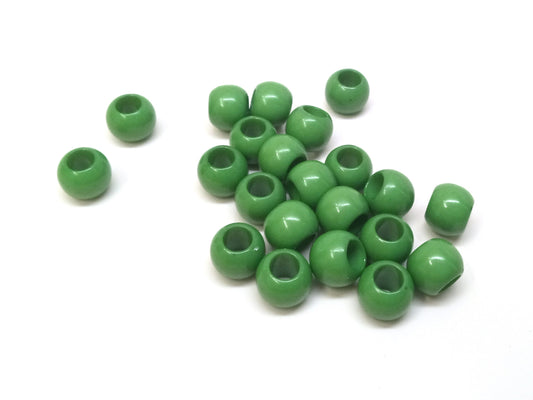 BD920 - 100 pcs Army Green Smooth Ball Spacer Beads - 10mm - Large Hole: 4.7mm - Fits European Cords and Paracord!