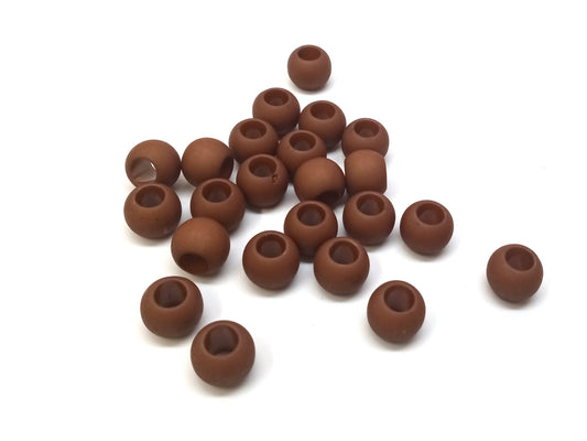 BD994 - 100 pcs Brown Matte Ball Spacer Beads - 12mm - Large Hole: 4.7mm - Fits European Cords and Paracord!