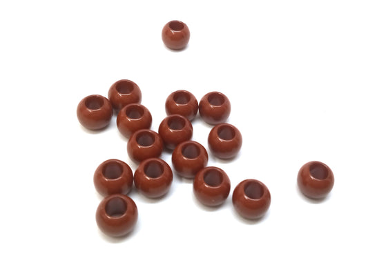 BD919 - 100 pcs Brown Smooth Ball Spacer Beads - 10mm - Large Hole: 4.7mm - Fits European Cords and Paracord!