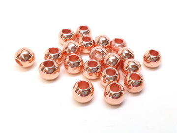 BD936 - 100 pcs Rose Gold Smooth Ball Spacer Beads - 10mm - Large Hole: 4.7mm - Fits European Cords and Paracord!
