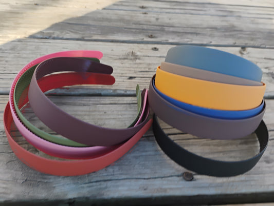 H081 - 10 pcs - Assortment of Plastic Headbands - 25mm (1" wide) - 38cm (15 inch long) - With teeth for better hold! Variety Pack - Mix of Colors - MATTE