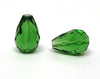 BD319 - 30 pcs Green Crystal Glass Faceted Teardrop Beads - 14mm x 10mm - Hole Size: 1.3mm