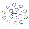 J014 - 100 pcs 304 Stainless Steel Open Jump Rings 6mm - 20 Gauge (0.8mm Thick) - High Quality - Rainbow Plated