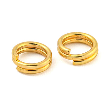 J064 - 100 pcs Double Rings - Gold Plated Open Jump Split Rings - 5mm - 22 Gauge