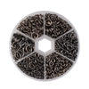 J314 - 1600 pcs. Assortment Box of Gunmetal Open Jump Rings 4mm, 5mm, 6mm, 7mm, 8mm, 10mm - 1mm-1.3mm Thick - Plastic Storage Box Included