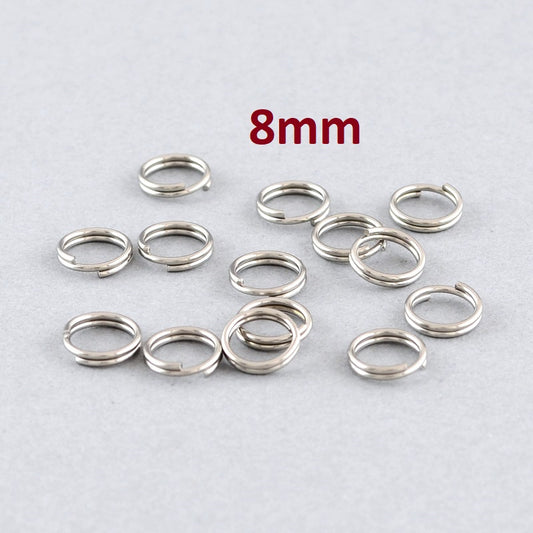 JR0001 - 100 pcs Double Rings - 304 Stainless Steel Silver Tone Split Jump Rings - 8mm - Tarnish Resistant! Thickness: 1.4mm