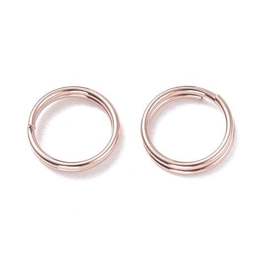 JR0002 - 50 pcs Double Rings - 304 Stainless Steel Rose Gold Split Jump Rings - 8mm - Tarnish Resistant! Thickness: 1.5mm