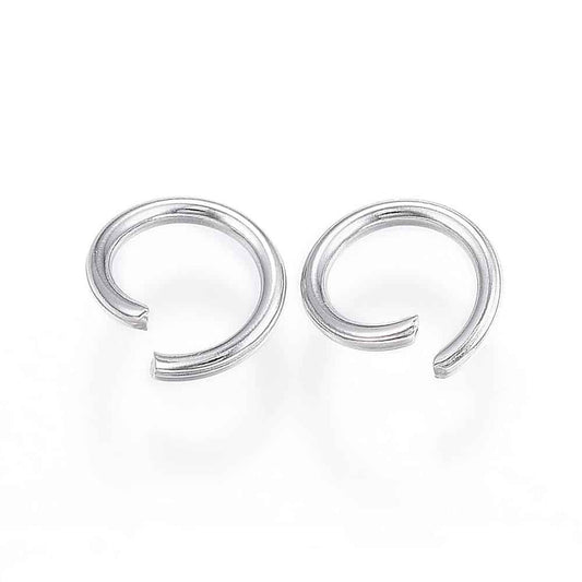 JR0003 - 100 pcs 304 Stainless Steel Silver Tone Open Jump Rings 7mm - 18 Gauge (1mm Thick) - Tarnish Resistant!