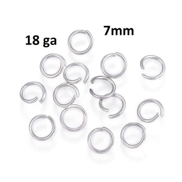 JR0003 - 100 pcs 304 Stainless Steel Silver Tone Open Jump Rings 7mm - 18 Gauge (1mm Thick) - Tarnish Resistant!
