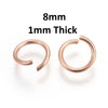 JR0008 - 20 pcs 304 Stainless Steel Open Jump Rings 8mm - 18 Gauge (1mm Thick) - Rose Gold Plated - High Quality!