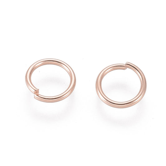 JR0009 - 20 pcs 304 Stainless Steel Open Jump Rings 8mm - 18 Gauge (1mm Thick) - Rose Gold Plated - High Quality!